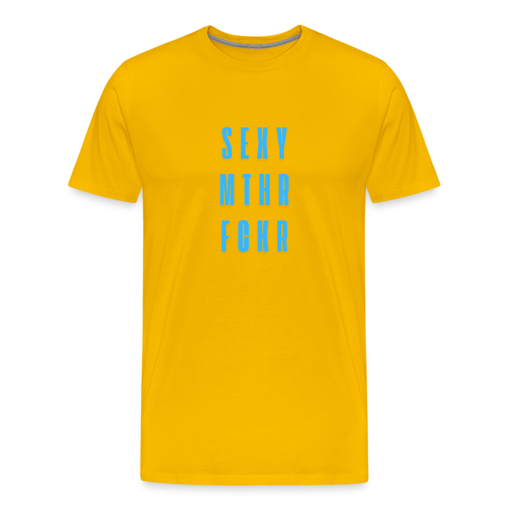 SEXY MTHR FCKR light blue, Männer Premium T-Shirt - Sonnengelb