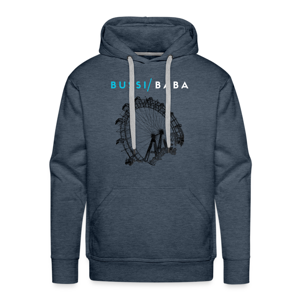 Bussi Baba hellblau - Wiener Riesenrad in schwarz, Männer Premium Hoodie - Jeansblau