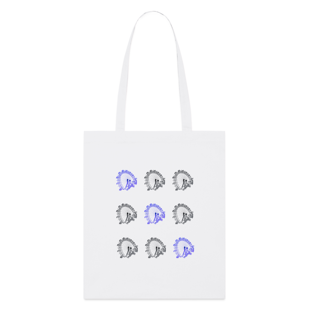 Wiener Riesenrad - 3x3 kleine Riesenräder in schwarz & blau, Stanley/Stella Bio-Stoffsackerl - Weiß