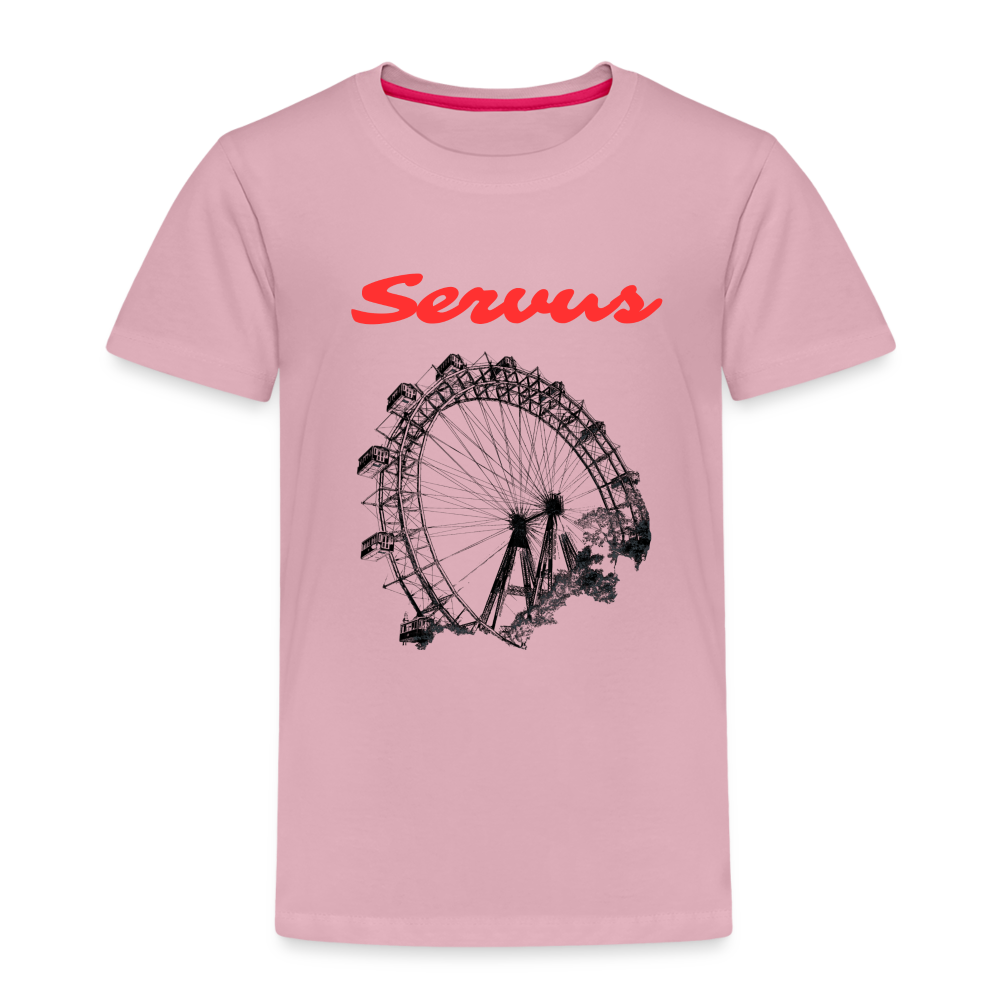 Servus (dt. Hallo) in rot & Wiener Riesenrad in schwarz, Kinder Premium T-Shirt - Hellrosa