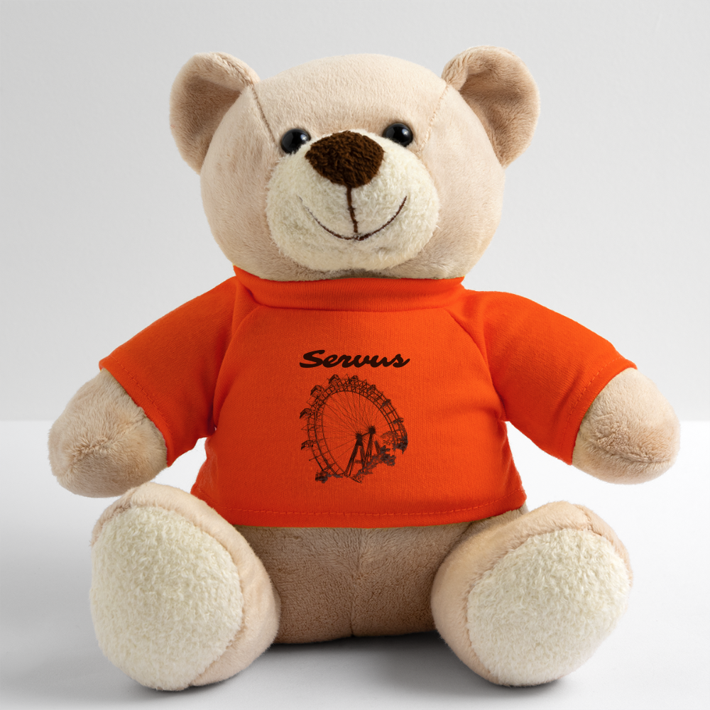 Servus (dt. Hallo) und Wiener Riesenrad in schwarz, Teddy - Goldorange