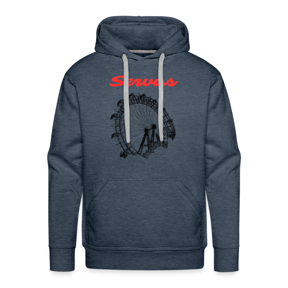 Servus (dt. Hallo) in rot & Wiener Riesenrad in schwarz, Männer Premium Pullover - Jeansblau