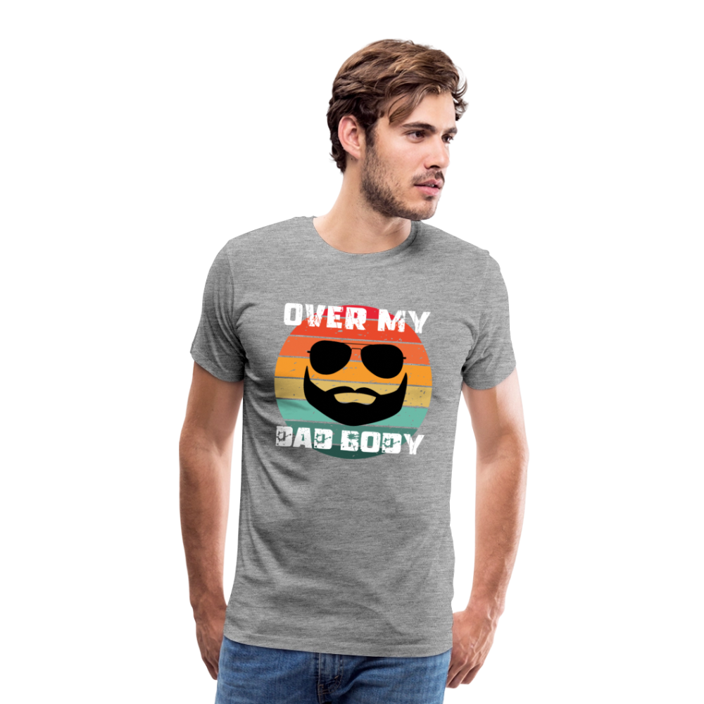 Over My Dad Body - Daddy, Lustiger Spruch zum Vatertag, Männer Premium T-Shirt - Grau meliert