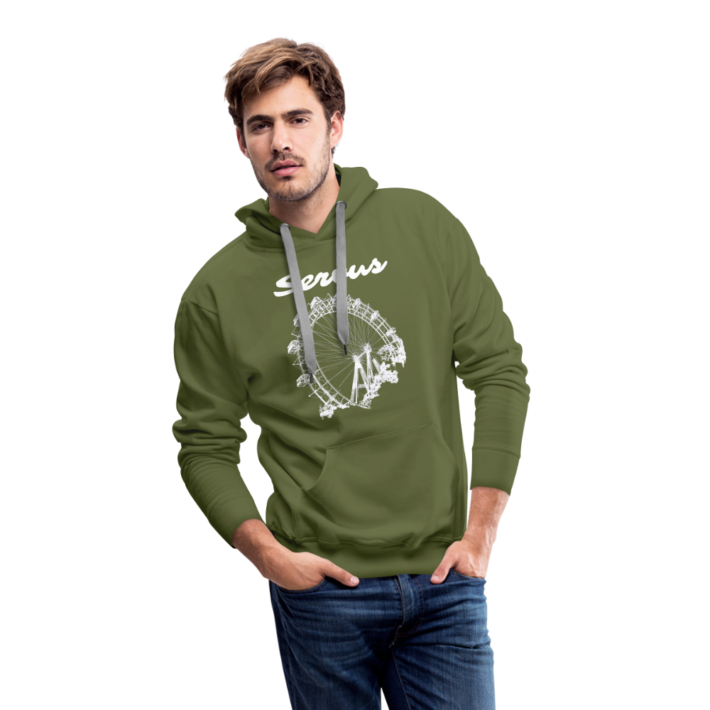 Servus (dt. Hallo) und Wiener Riesenrad in weiß, Männer Premium Hoodie - Olivgrün