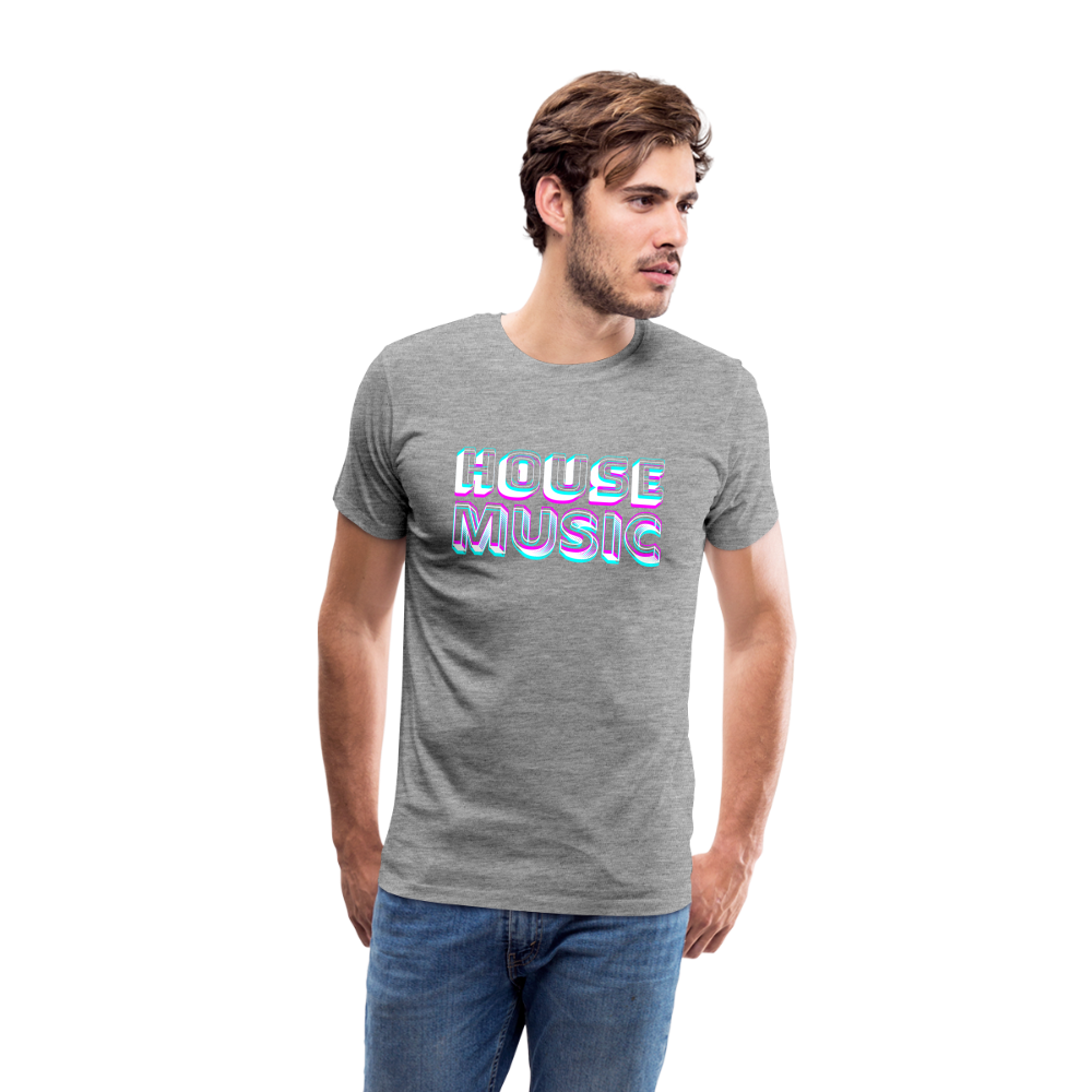 HOUSE MUSIC, funky 3D letters, Men Premium T-Shirt - Grau meliert
