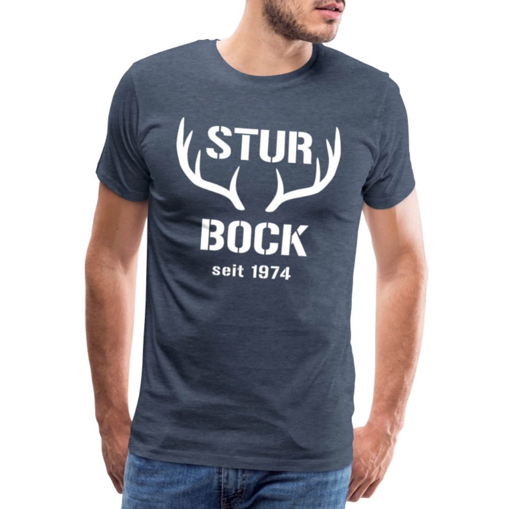 Sturbock, zum Geburtstag, Jahreszahl zum selber eintragen, Männer Premium T-Shirt - Blau meliert