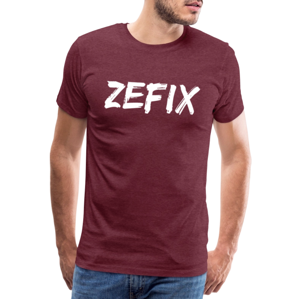 Zefix - Fluchen auf bayerisch in Bayern & Salzburg, Lustiger Spruch, Männer Premium T-Shirt - Bordeauxrot meliert