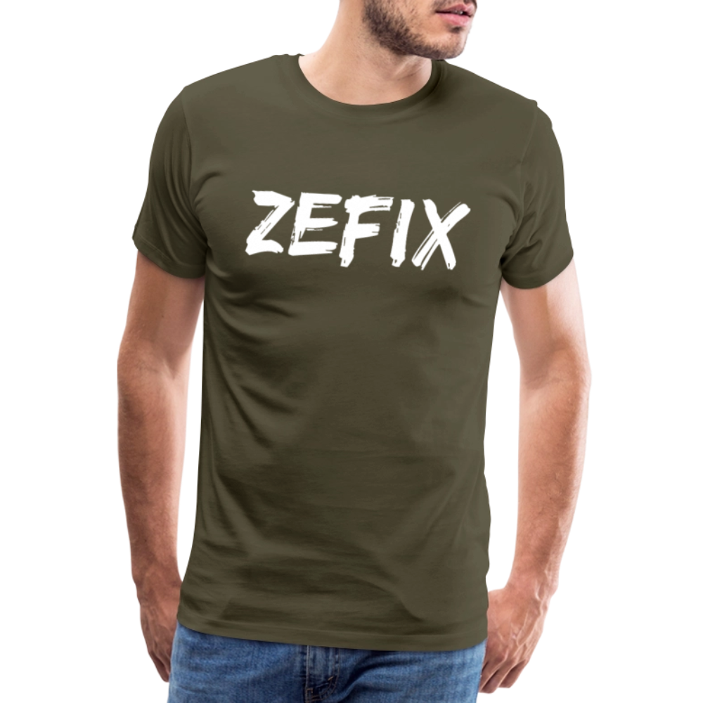 Zefix - Fluchen auf bayerisch in Bayern & Salzburg, Lustiger Spruch, Männer Premium T-Shirt - Khaki