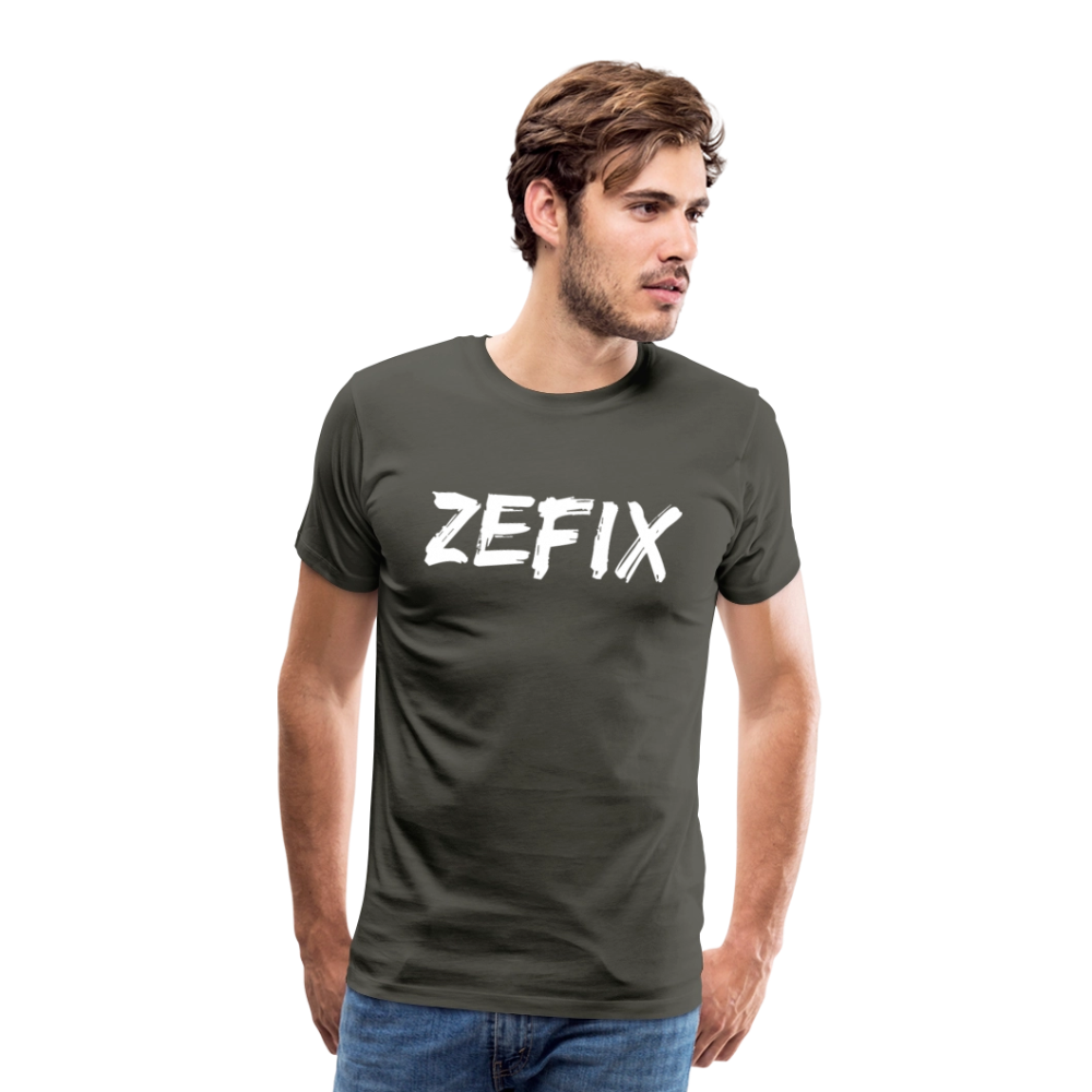 Zefix - Fluchen auf bayerisch in Bayern & Salzburg, Lustiger Spruch, Männer Premium T-Shirt - Asphalt