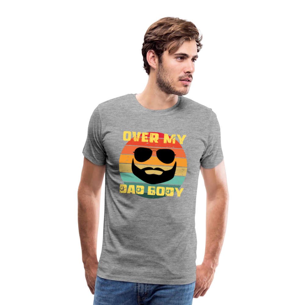 Over My Dad Body - Daddy, Vaterfigur, Lustiger Spruch zum Vatertag, Männer Premium T-Shirt - Grau meliert