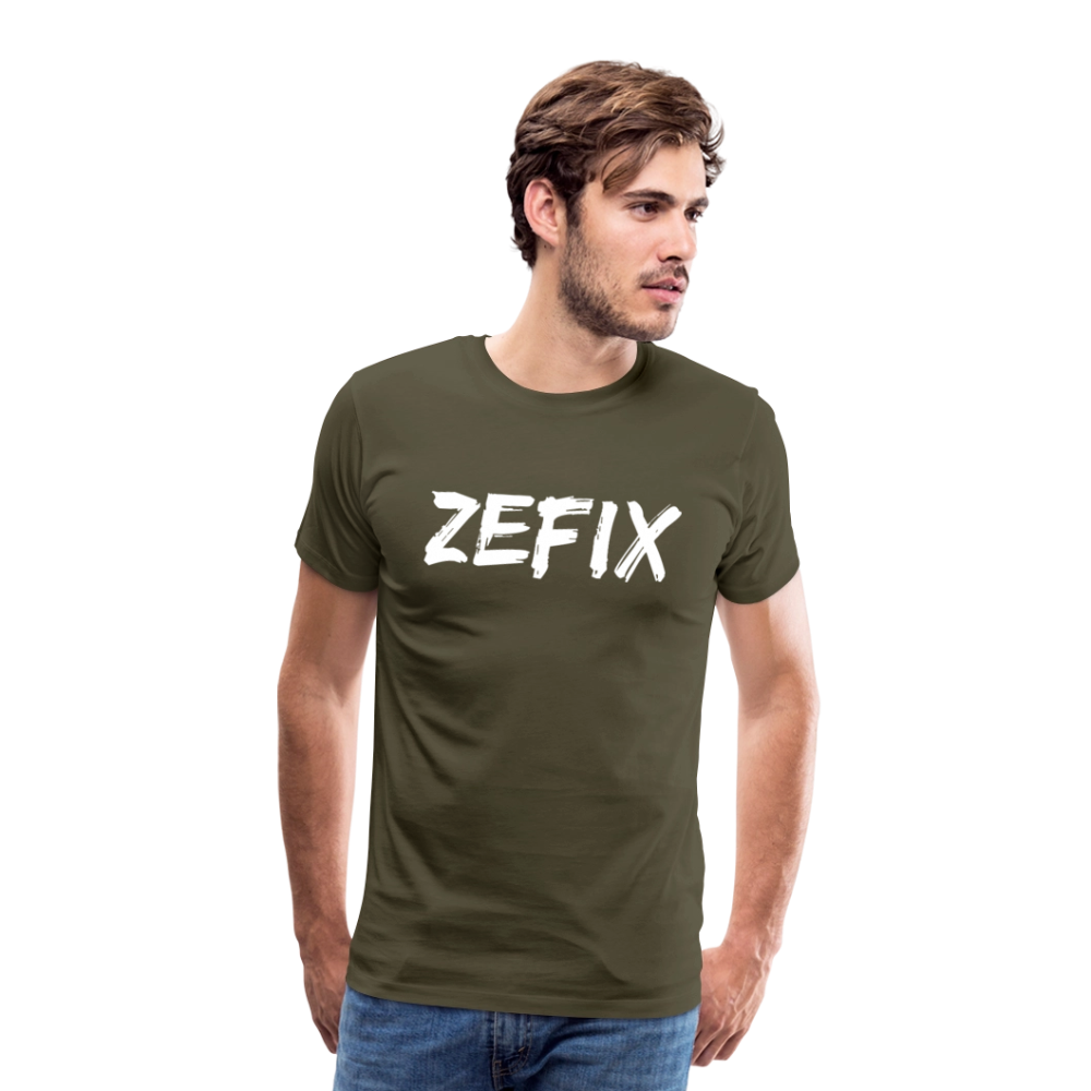 Zefix - Fluchen auf bayerisch in Bayern & Salzburg, Lustiger Spruch, Männer Premium T-Shirt - Khaki