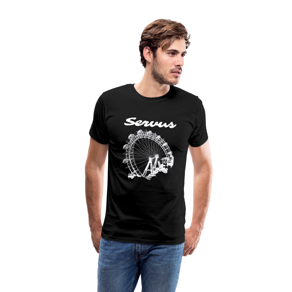 Servus (dt. Hallo) und Wiener Riesenrad in weiß, Männer Premium T-Shirt - Schwarz