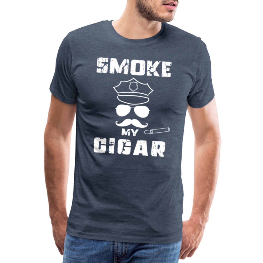 Smoke My Cigar - Zigarren Mann mit Zigarre, Hot Daddy, Cigar Man, Men/ Männer Premium T-Shirt - Blau meliert