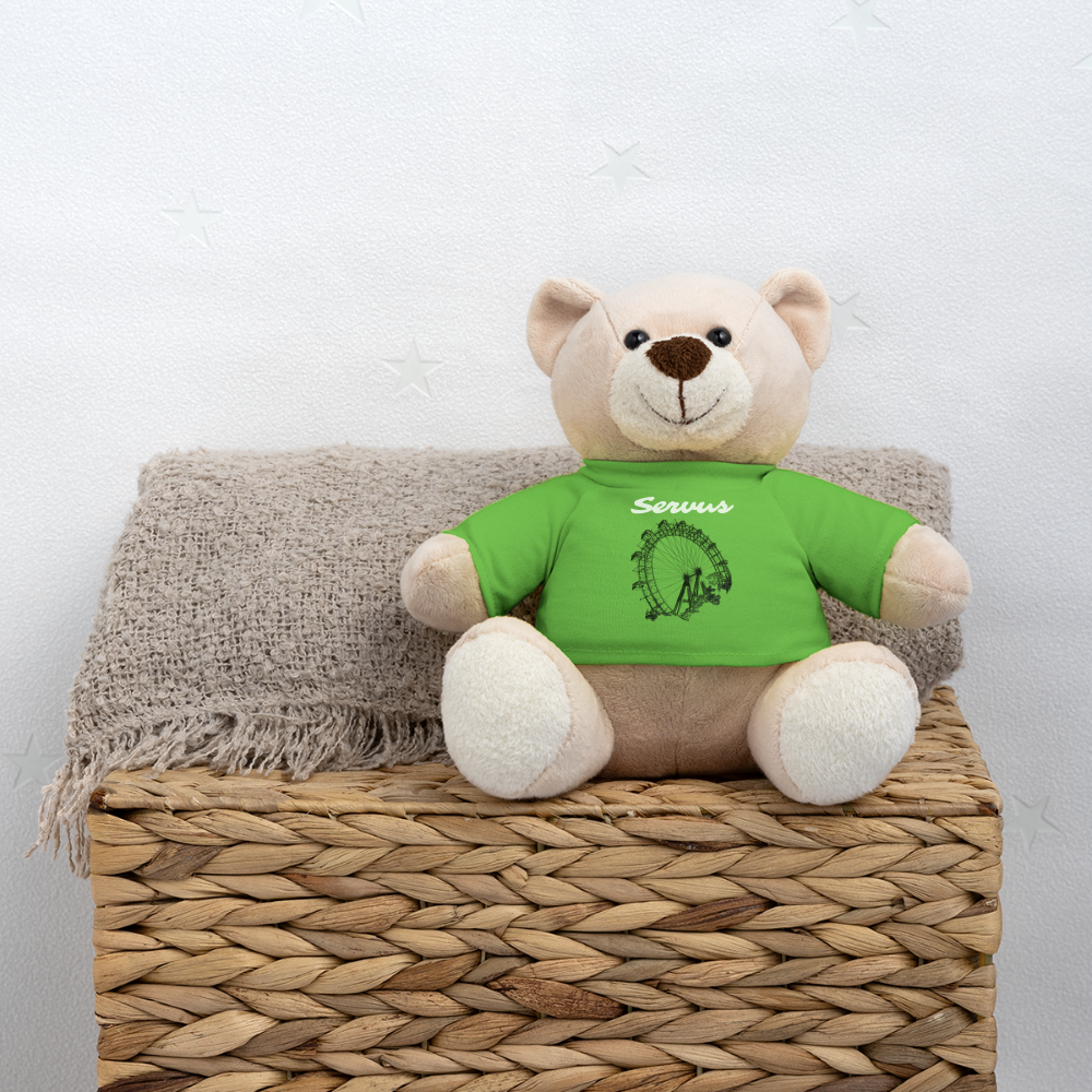 Servus (dt. Hallo) in weiß und Wiener Riesenrad in schwarz, Teddy - Hellgrün