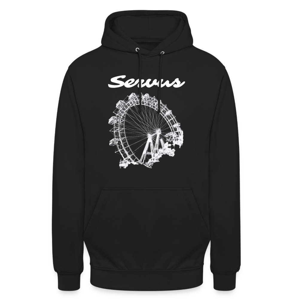 Servus (dt. Hallo) und Wiener Riesenrad in weiß, Hoodie - Schwarz