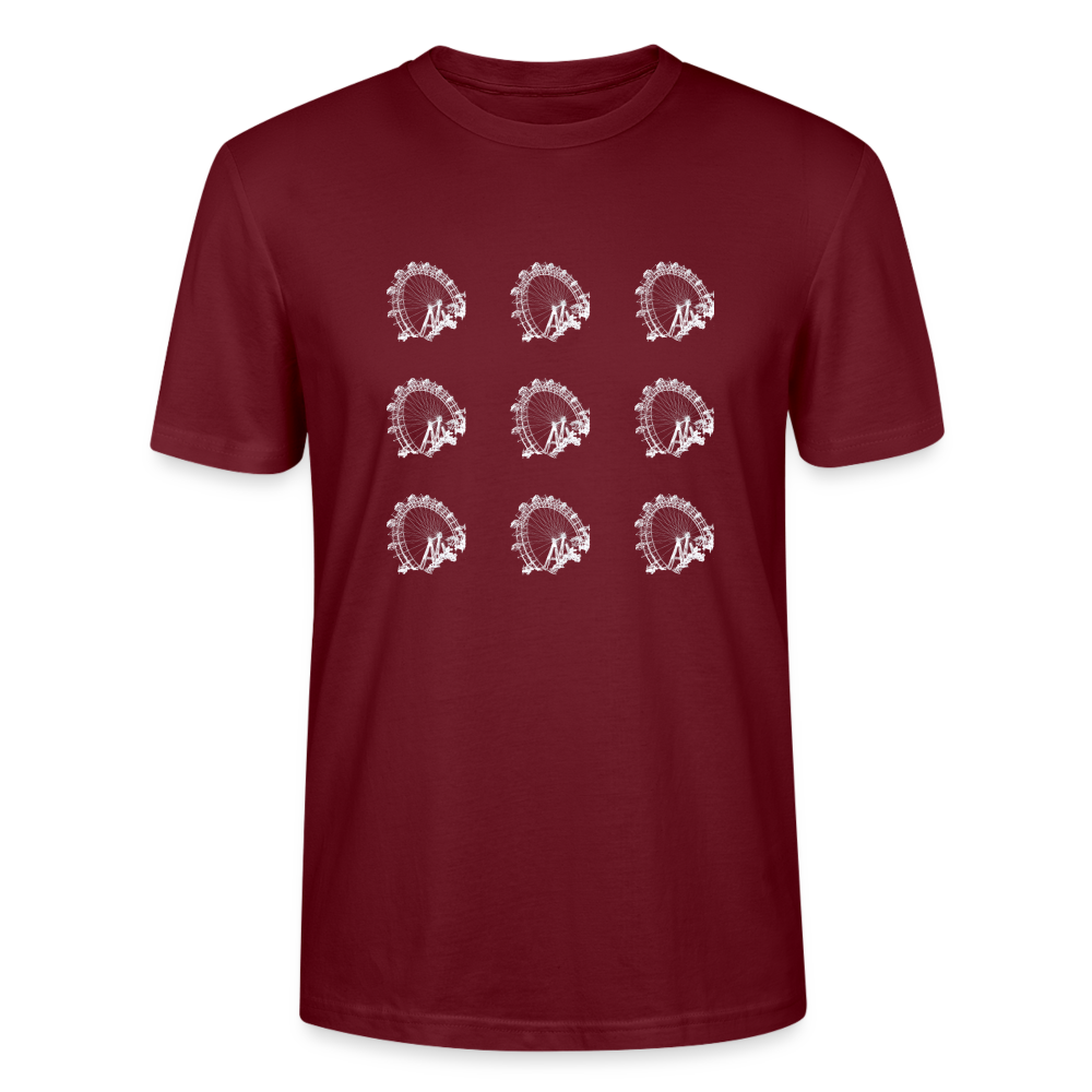 Wiener Riesenrad - 3x3 kleine Riesenräder in weiß, Stanley/Stella Unisex Organic T-Shirt - Burgunderrot