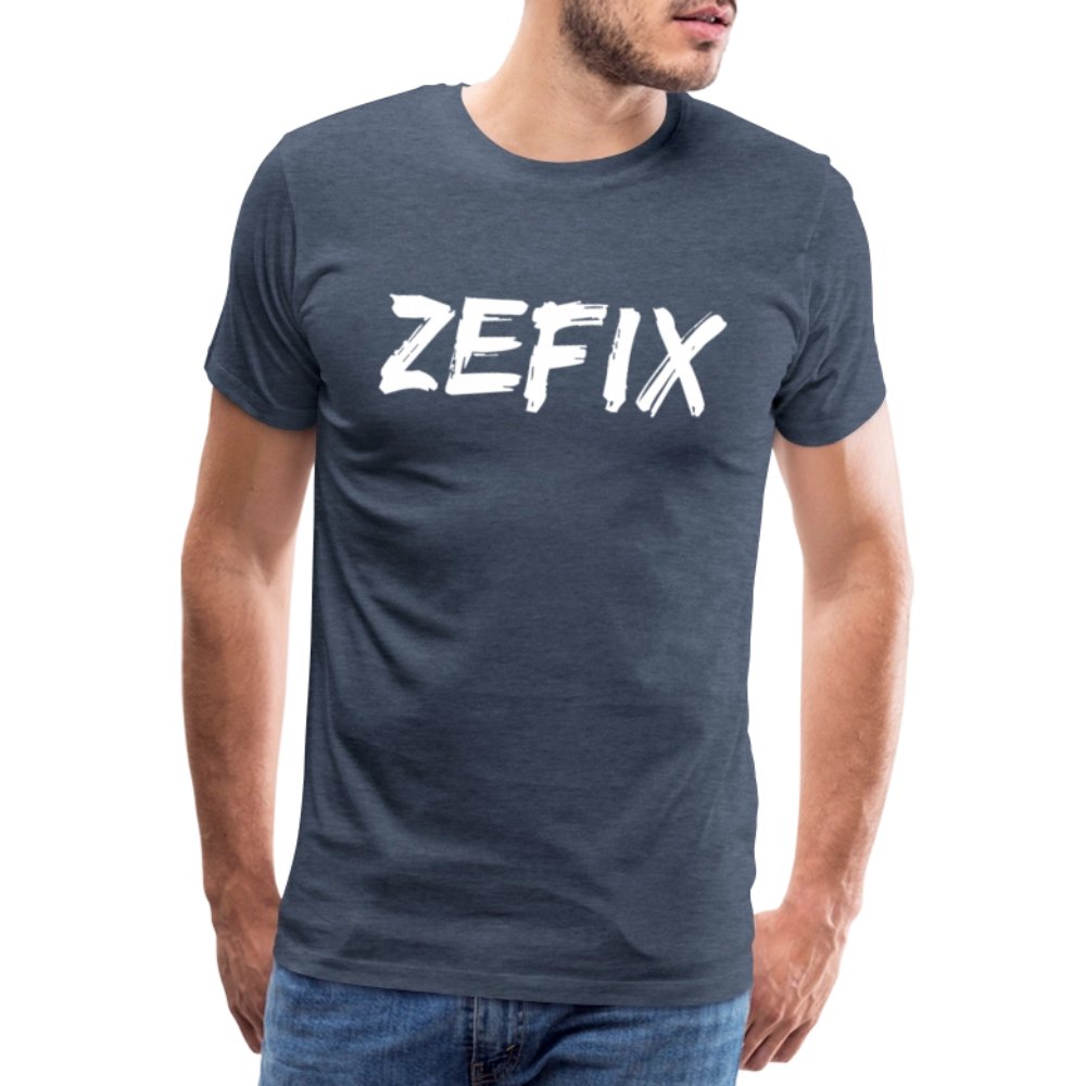 Zefix - Fluchen auf bayerisch in Bayern & Salzburg, Lustiger Spruch, Männer Premium T-Shirt - Blau meliert