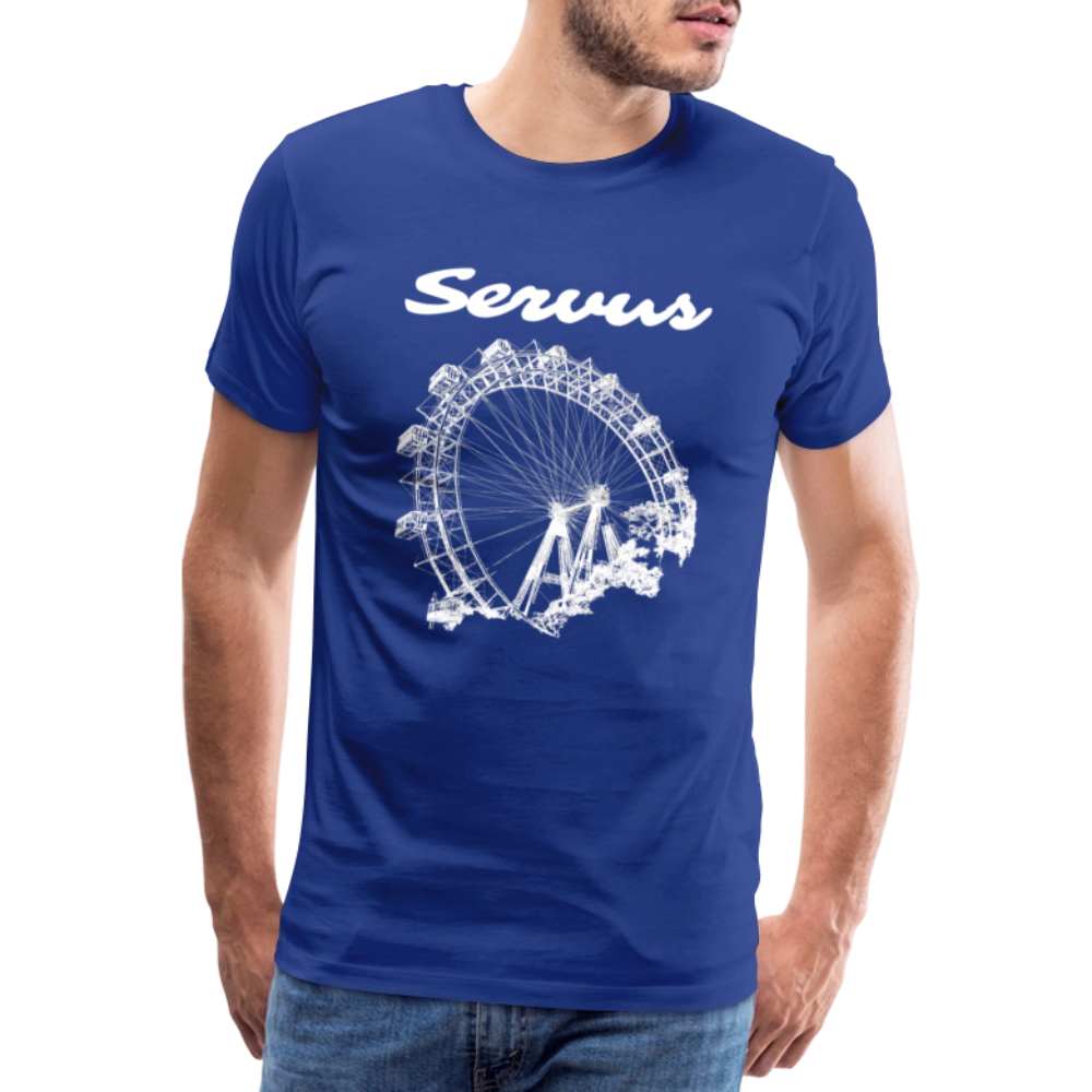 Servus (dt. Hallo) und Wiener Riesenrad in weiß, Männer Premium T-Shirt - Königsblau