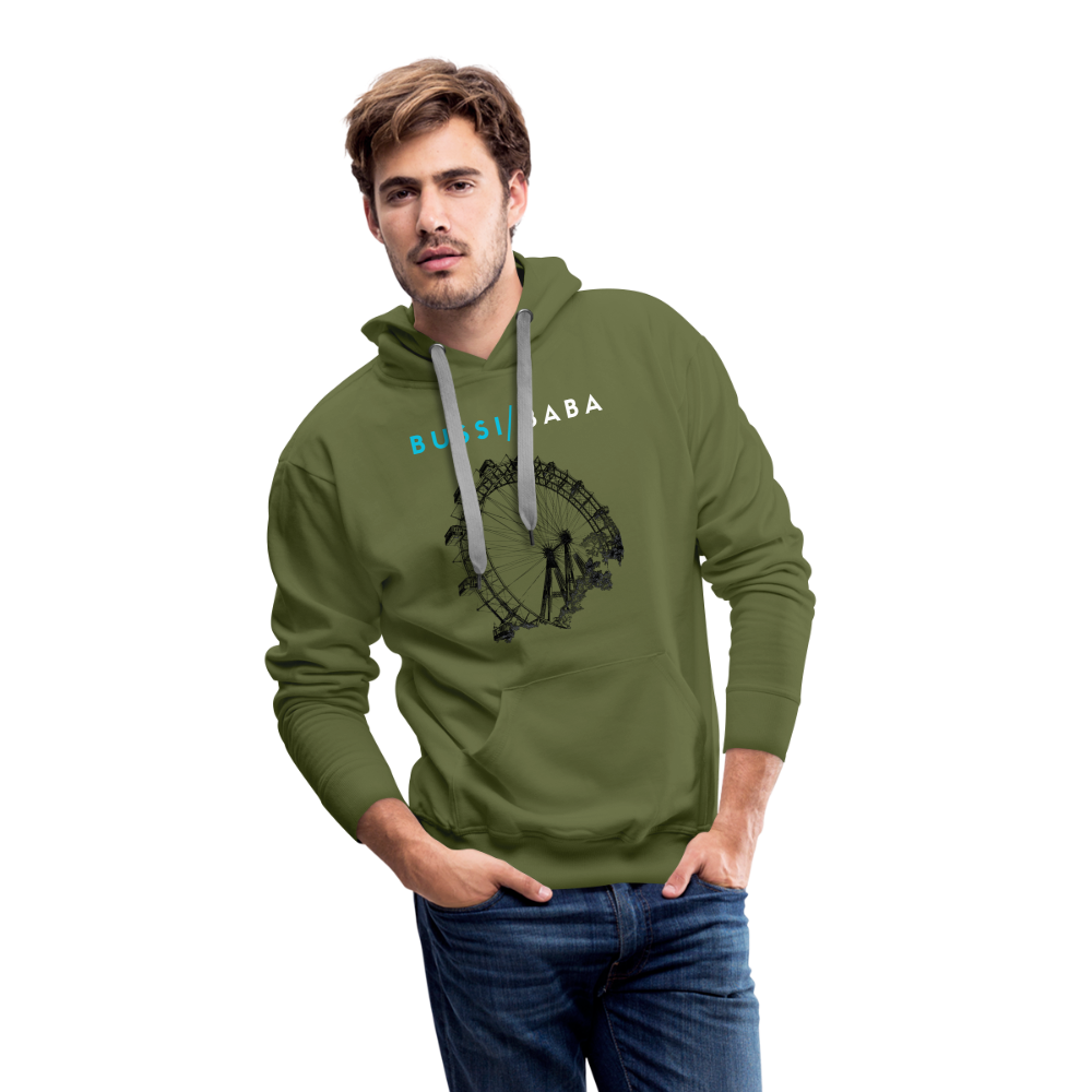 Bussi Baba hellblau - Wiener Riesenrad in schwarz, Männer Premium Hoodie - Olivgrün