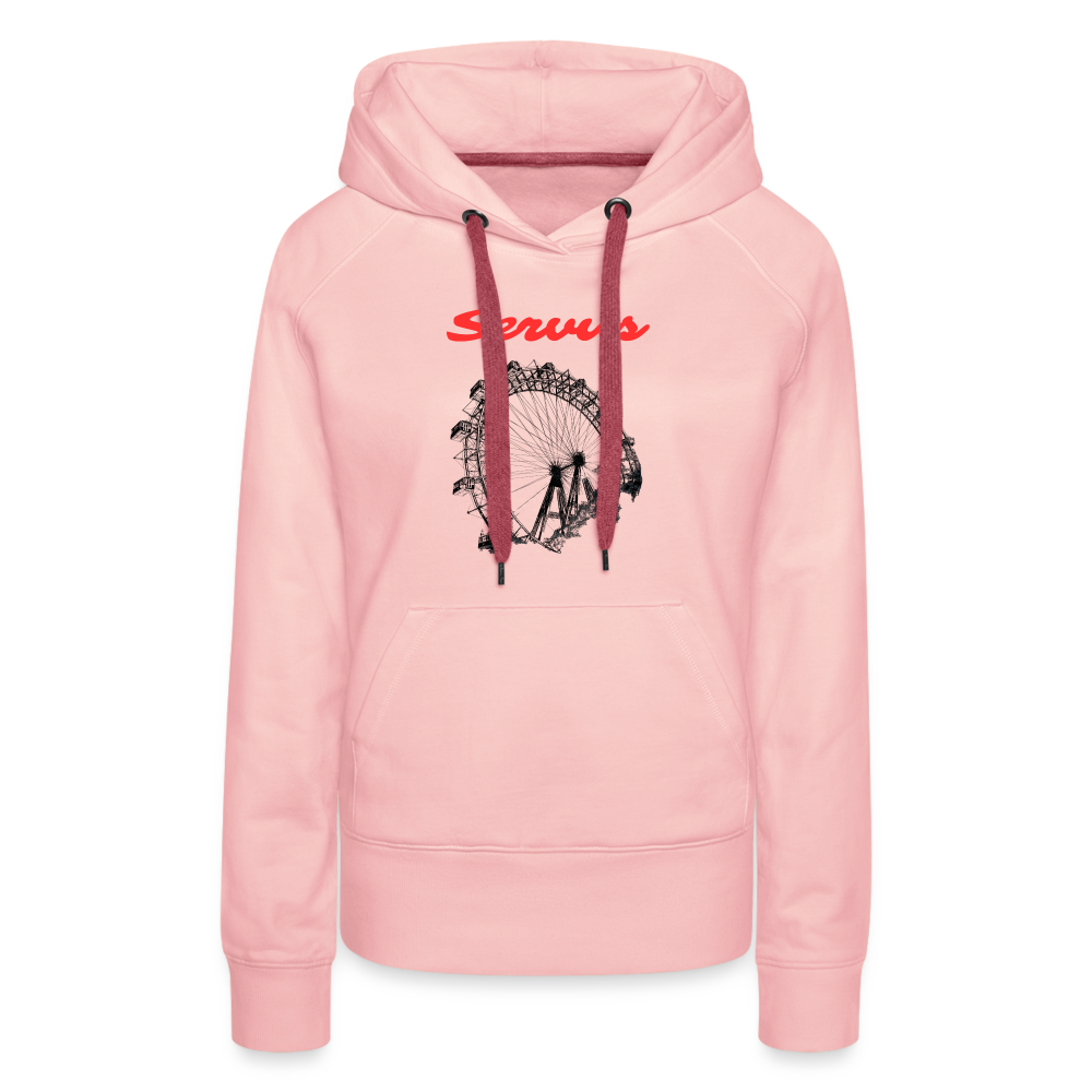 Servus (dt. Hallo) in rot & Wiener Riesenrad in schwarz, Frauen Premium Pullover - Kristallrosa