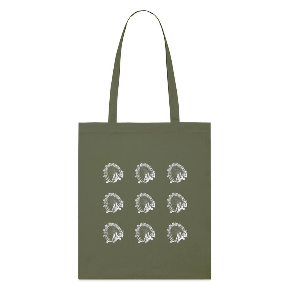 Wiener Riesenrad - 3x3 kleine Riesenräder in weiß, Stanley/Stella Bio-Stoffsackerl - Khaki