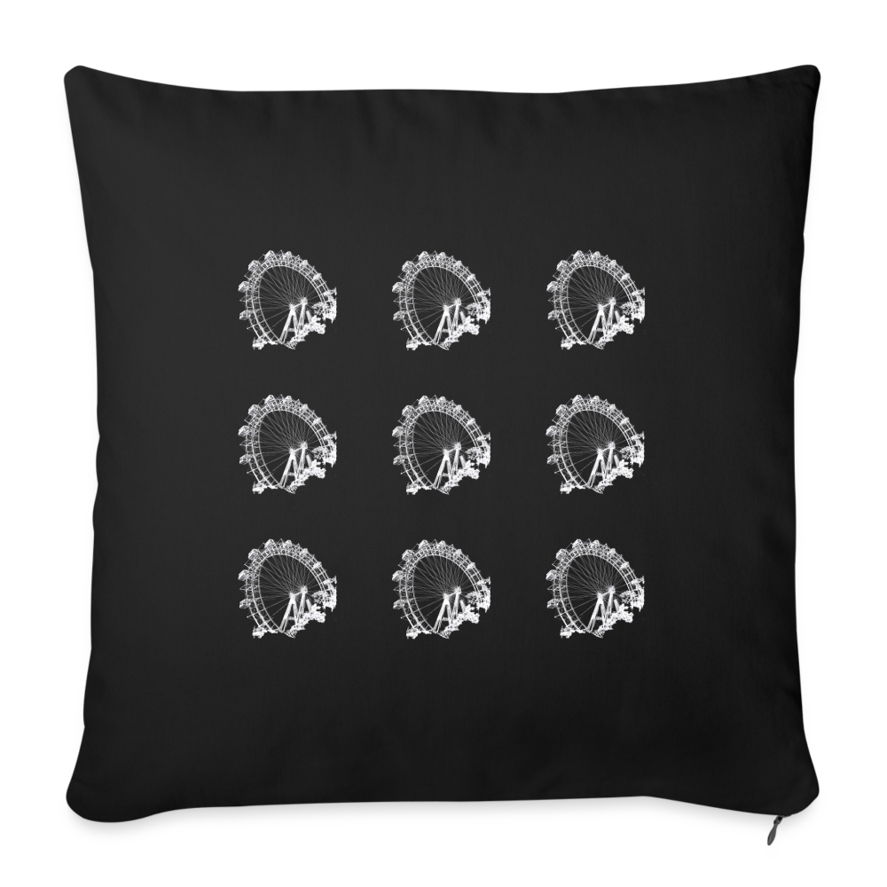 Wiener Riesenrad - 3x3 kleine Riesenräder in weiß, Sofapolsterbezug (dt. Sofakissenbezug) 44 x 44 cm - Schwarz