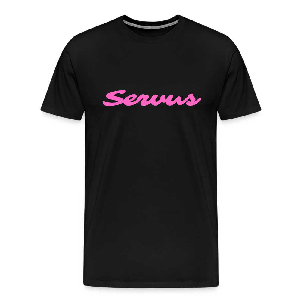 Servus (dt. Hallo) in pink, Männer Premium T-Shirt - Schwarz