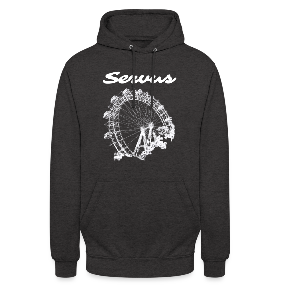 Servus (dt. Hallo) und Wiener Riesenrad in weiß, Hoodie - Anthrazit