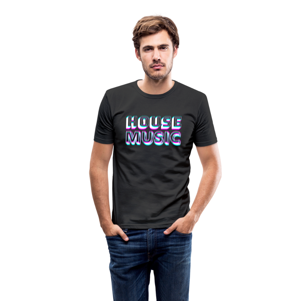 HOUSE MUSIC, Männer Slim Fit T-Shirt - Schwarz