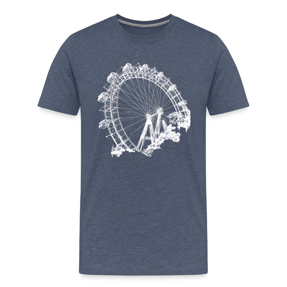 Wiener Riesenrad weiß - Männer Premium T-Shirt - Blau meliert