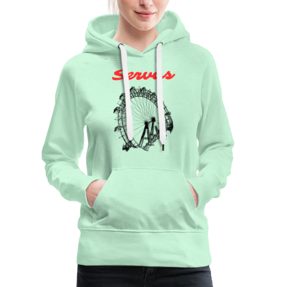Servus (dt. Hallo) in rot & Wiener Riesenrad in schwarz, Frauen Premium Pullover - helles Mintgrün