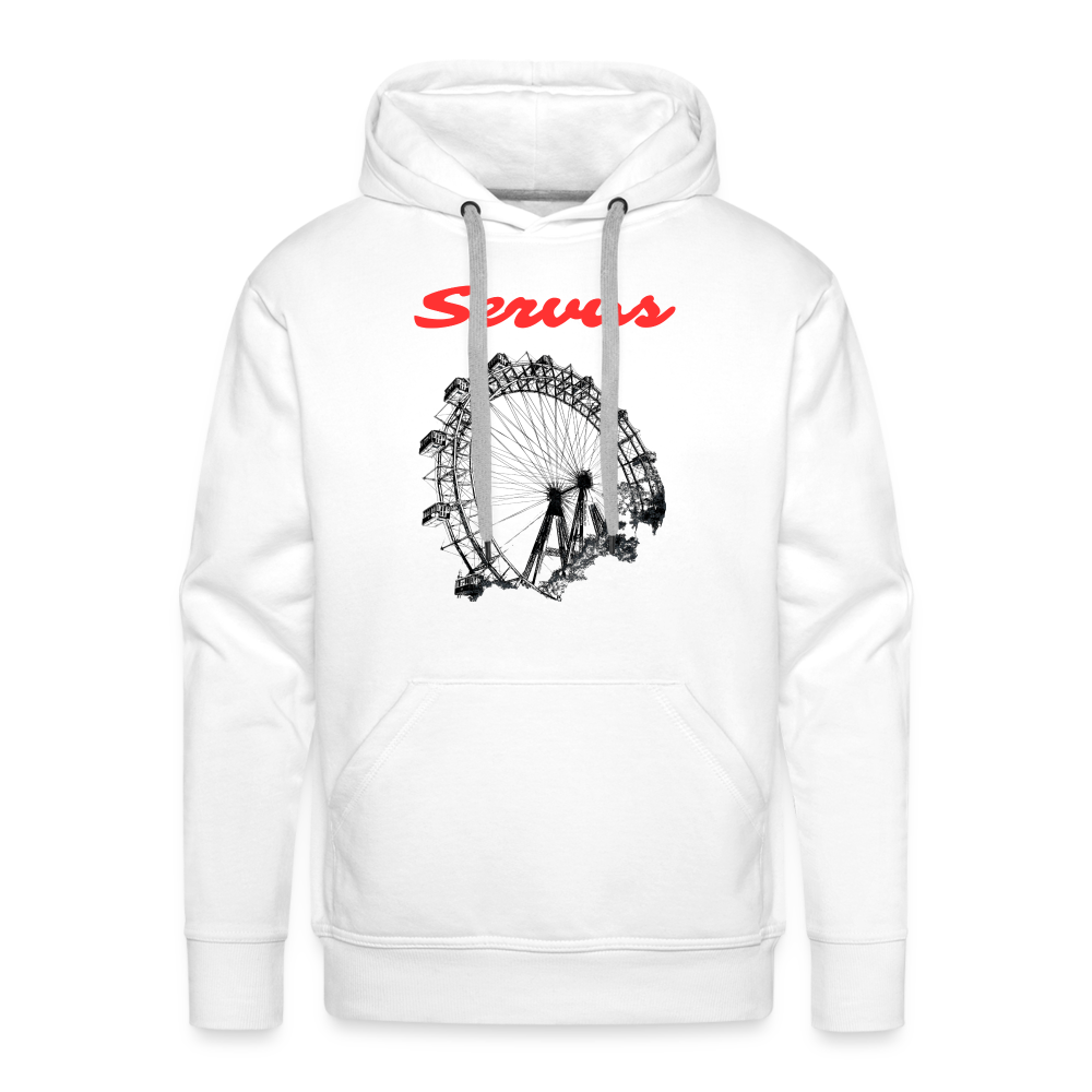 Servus (dt. Hallo) in rot & Wiener Riesenrad in schwarz, Männer Premium Pullover - Weiß
