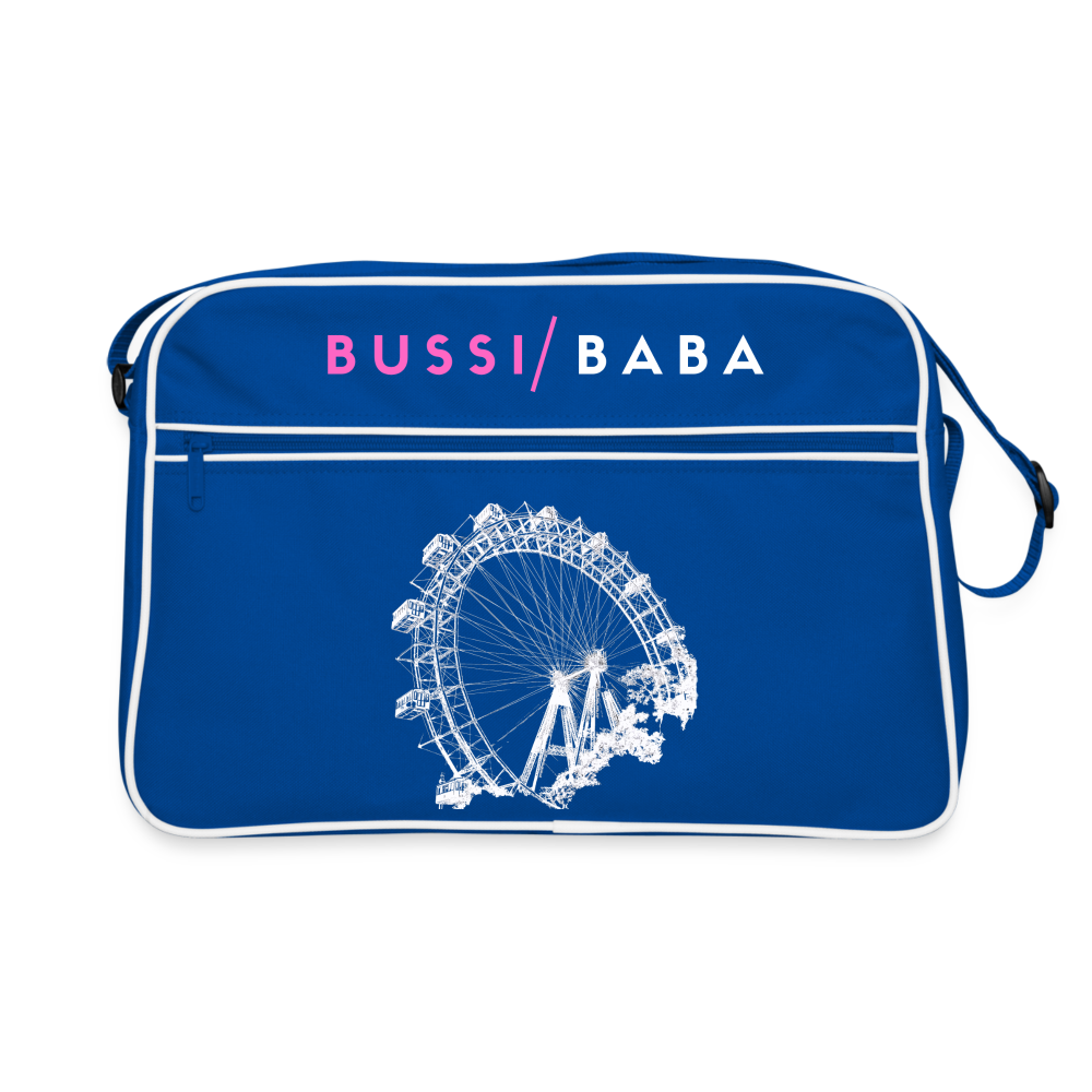 Bussi Baba pink - Wiener Riesenrad in weiß, Retro Tasche - Blau/Weiß