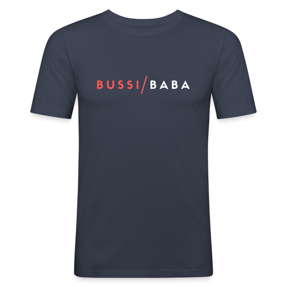 Bussi / Baba korallenrot, Männer Slim Fit T-Shirt - Navy