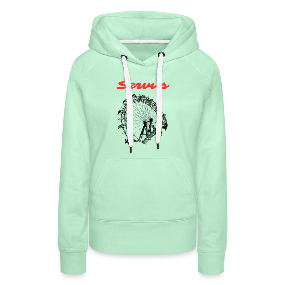Servus (dt. Hallo) in rot & Wiener Riesenrad in schwarz, Frauen Premium Pullover - helles Mintgrün