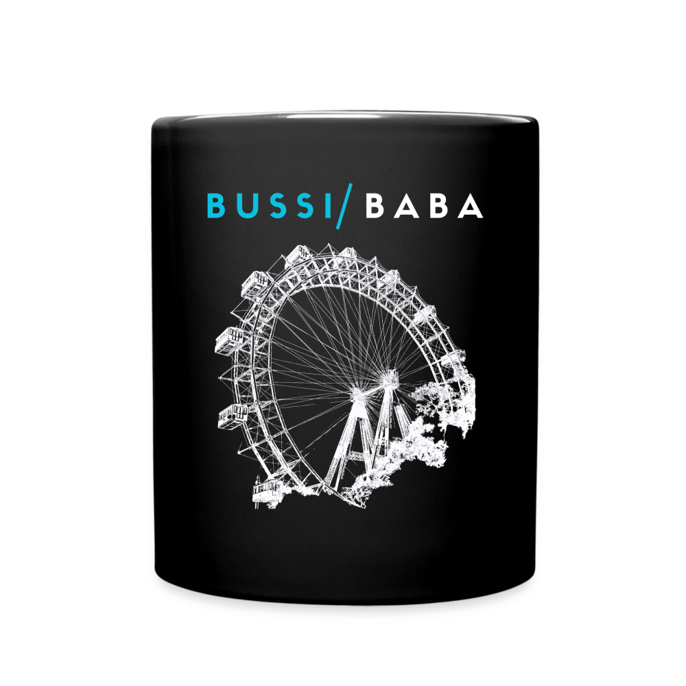 Bussi Baba aquablau - Wiener Riesenrad in weiß, Häferl (dt. Tasse) schwarz - Schwarz