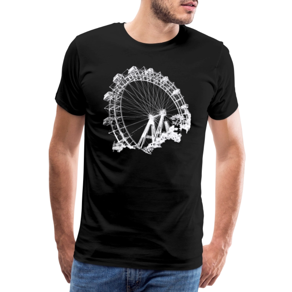 Wiener Riesenrad weiß - Männer Premium T-Shirt - Schwarz