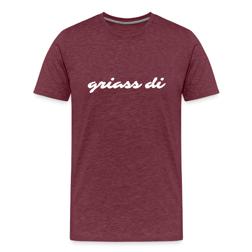 griass di - grüß dich in weiß, Männer Premium T-Shirt - Bordeauxrot meliert