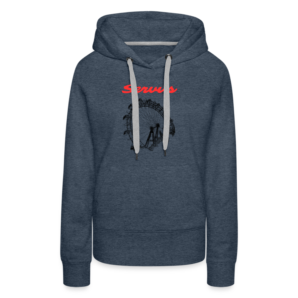 Servus (dt. Hallo) in rot & Wiener Riesenrad in schwarz, Frauen Premium Pullover - Jeansblau