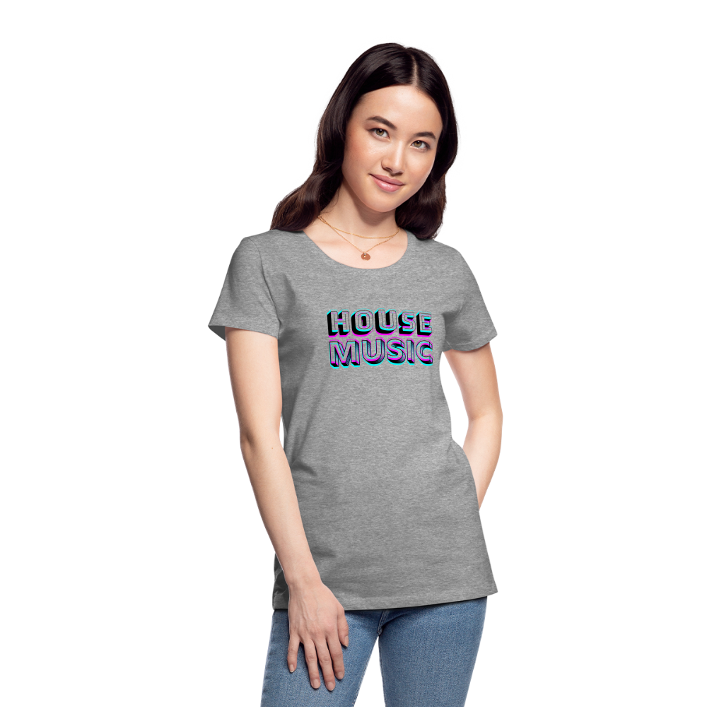 HOUSE MUSIC, Frauen Premium T-Shirt - Grau meliert