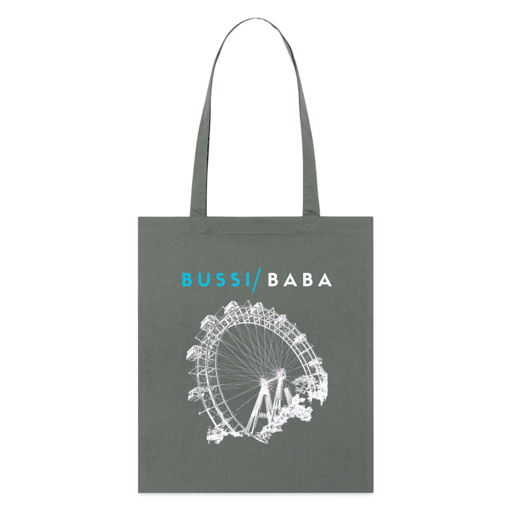 Bussi Baba aquablau - Wiener Riesenrad in weiß, Stanley/Stella Bio-Stoffsackerl - Anthrazit