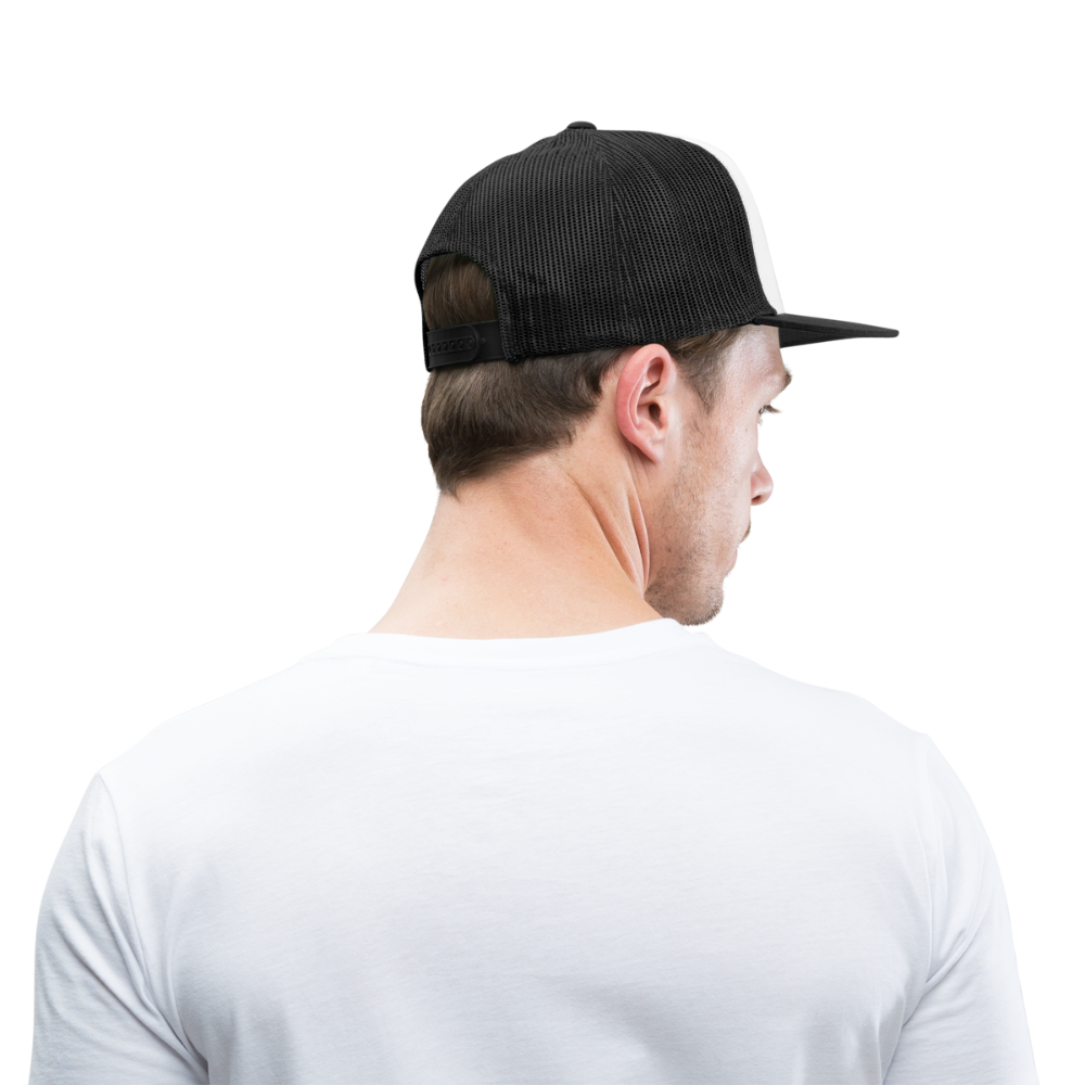Servus (dt. Hallo) in rot & Wiener Riesenrad in schwarz, Trucker Cap/ Kapperl - Weiß/Schwarz