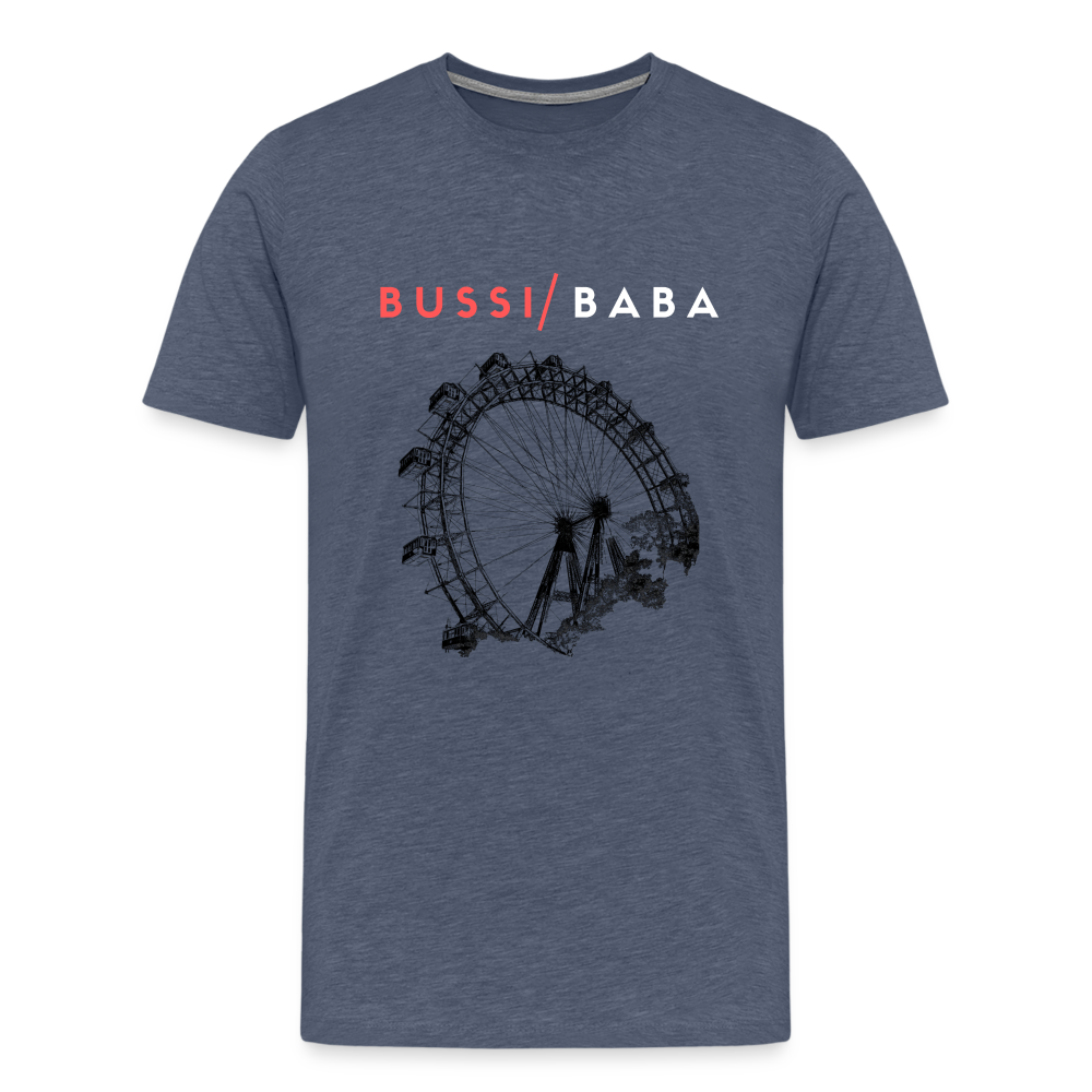 Bussi Baba korallenrot - Wiener Riesenrad in schwarz, Männer Premium T-Shirt - Blau meliert