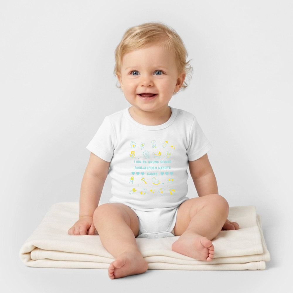 I bin da Grund, Bio Baby-Body (kurzarm) - Weiß