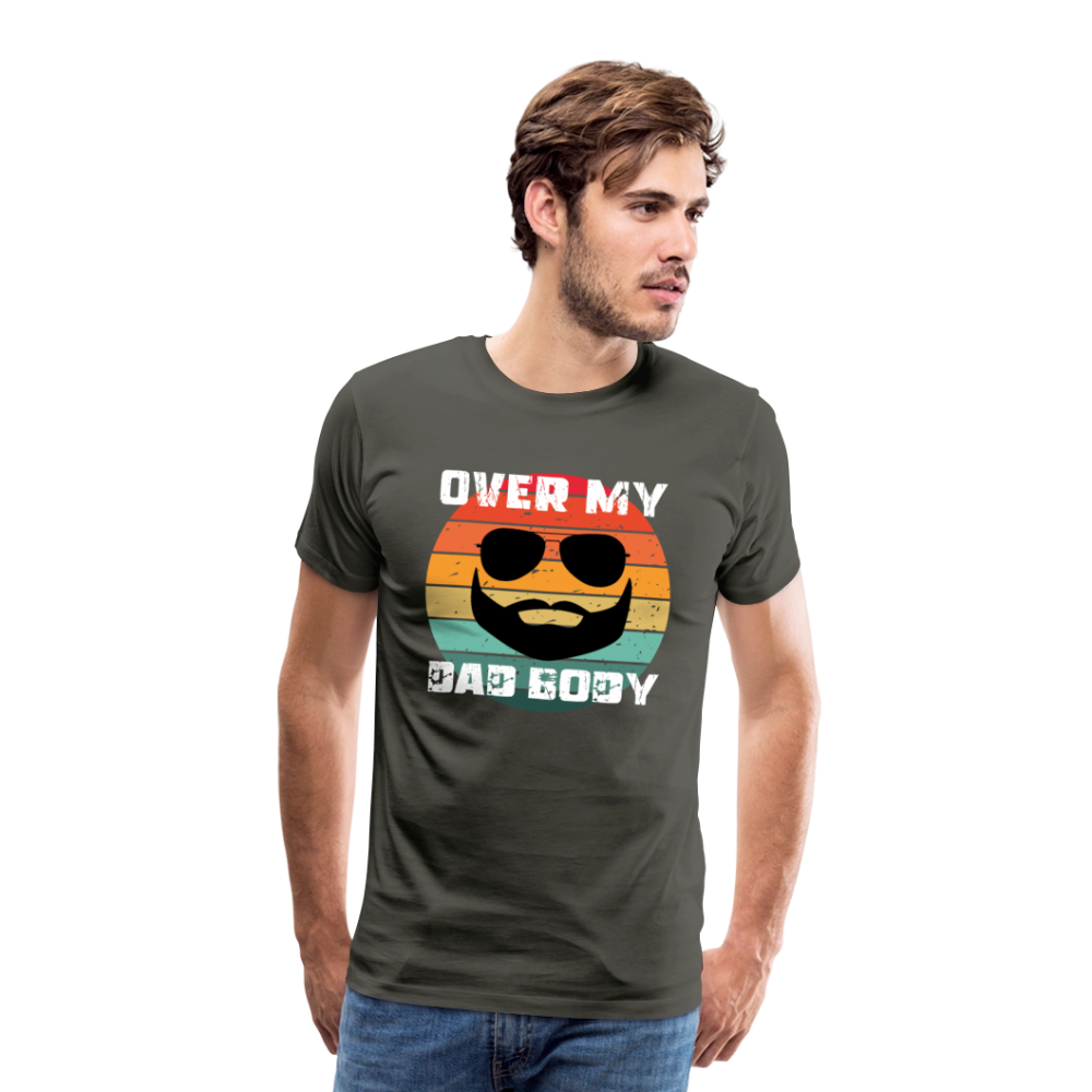 Over My Dad Body - Daddy, Lustiger Spruch zum Vatertag, Männer Premium T-Shirt - Asphalt
