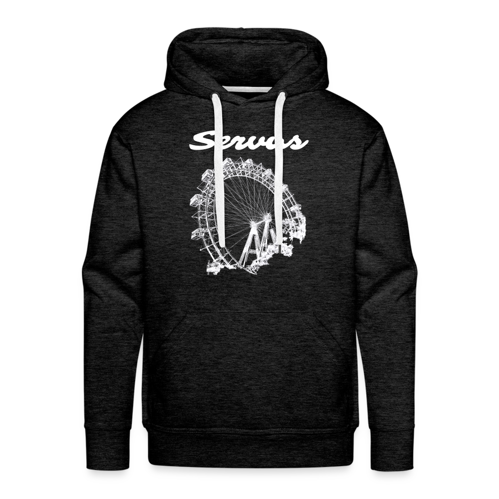 Servus (dt. Hallo) und Wiener Riesenrad in weiß, Männer Premium Hoodie - Anthrazit