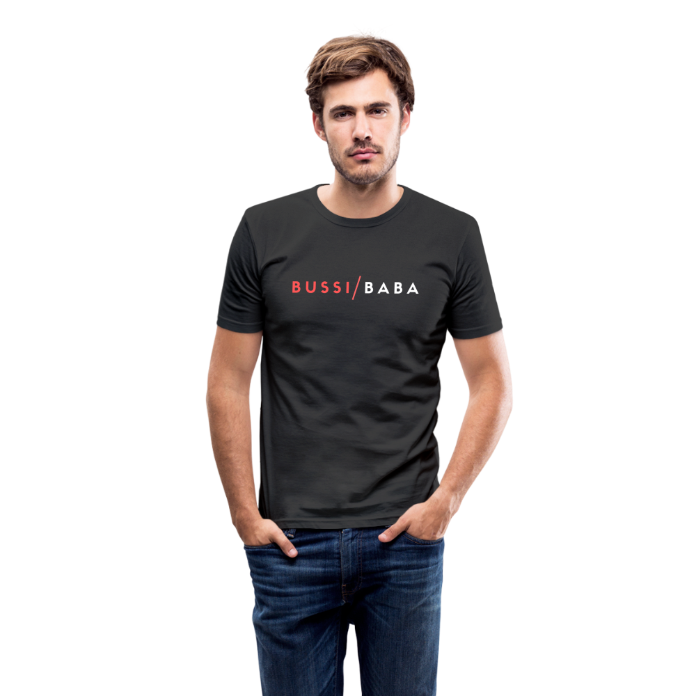 Bussi / Baba korallenrot, Männer Slim Fit T-Shirt - Schwarz