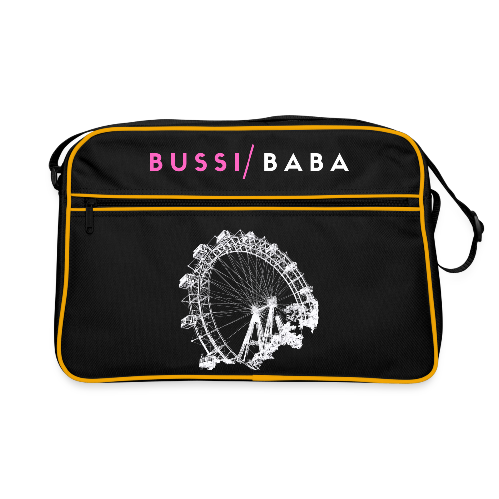 Bussi Baba pink - Wiener Riesenrad in weiß, Retro Tasche - Schwarz/Gold