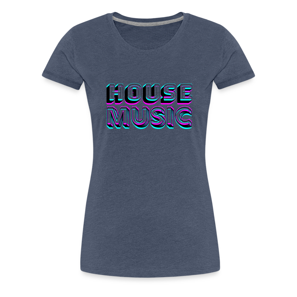 HOUSE MUSIC, Frauen Premium T-Shirt - Blau meliert