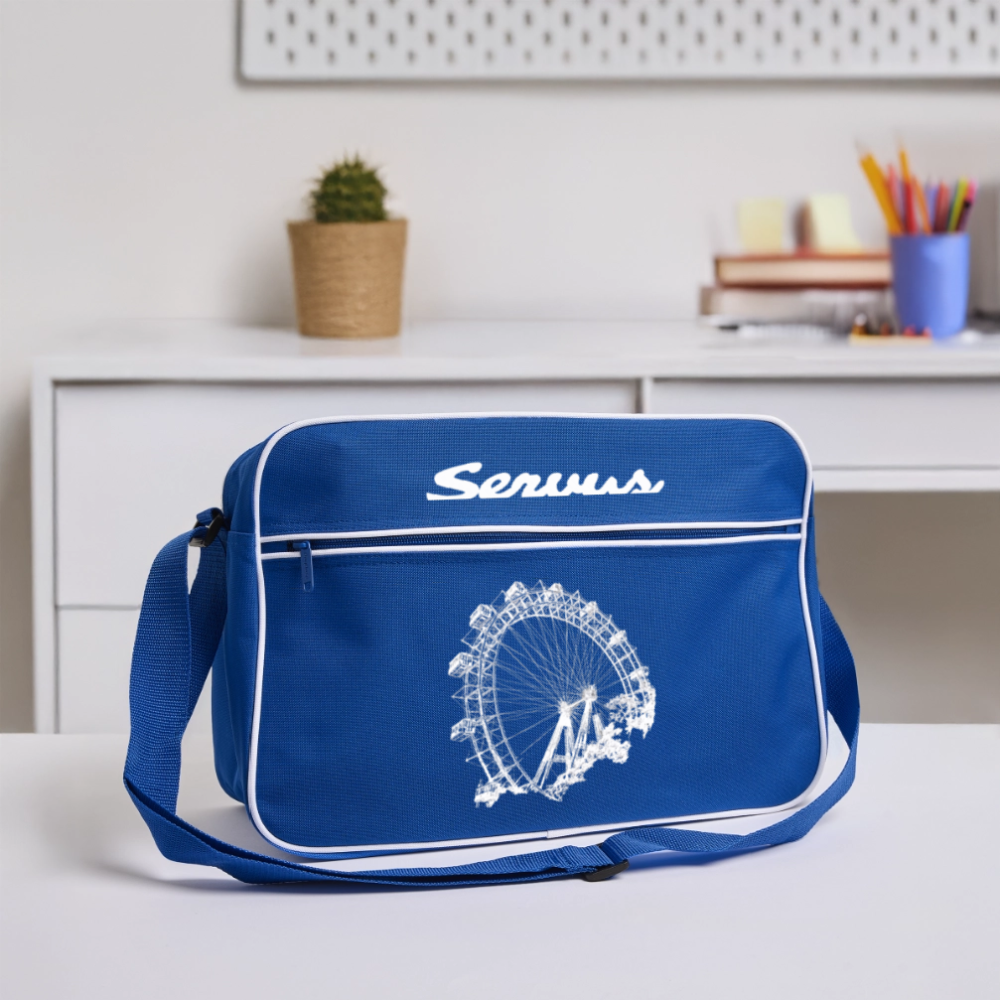 Servus & Wiener Riesenrad in weiß, Retro Tasche - Blau/Weiß